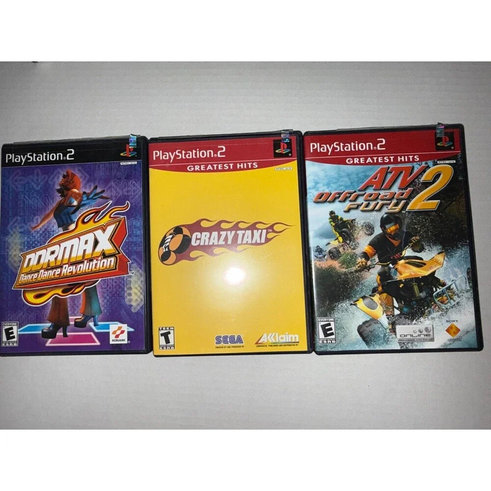 Sony PS2 Game Lot DDRMAX Dance Dance Revolution Crazy Taxi ATV Offroad Fury 2 CI